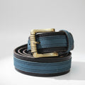 Blue black men’s leather belt 