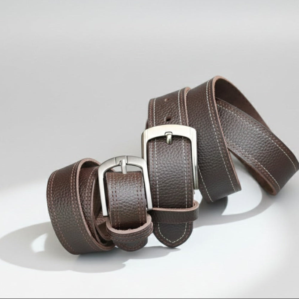 Brown leather belt combo set