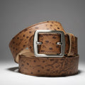 Exotic ostrich texture leather belt 