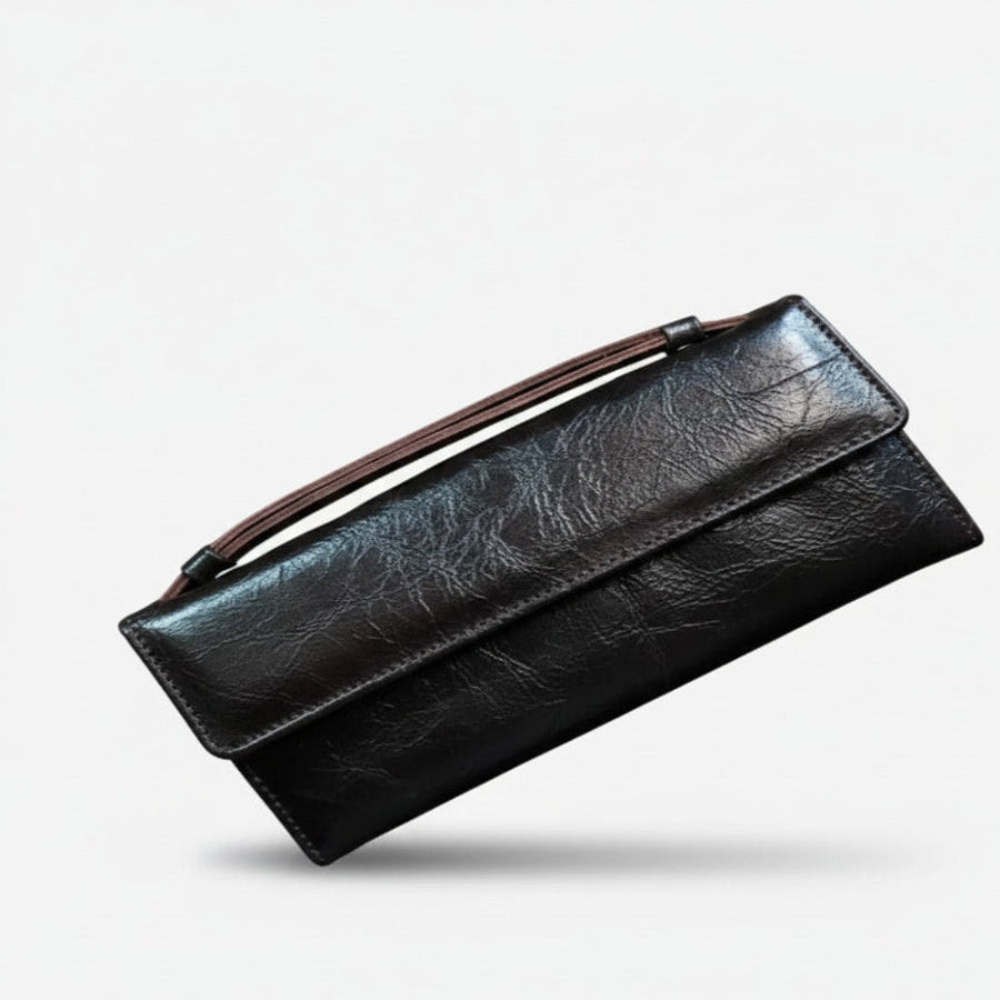 Genuine leather clutch with belt 