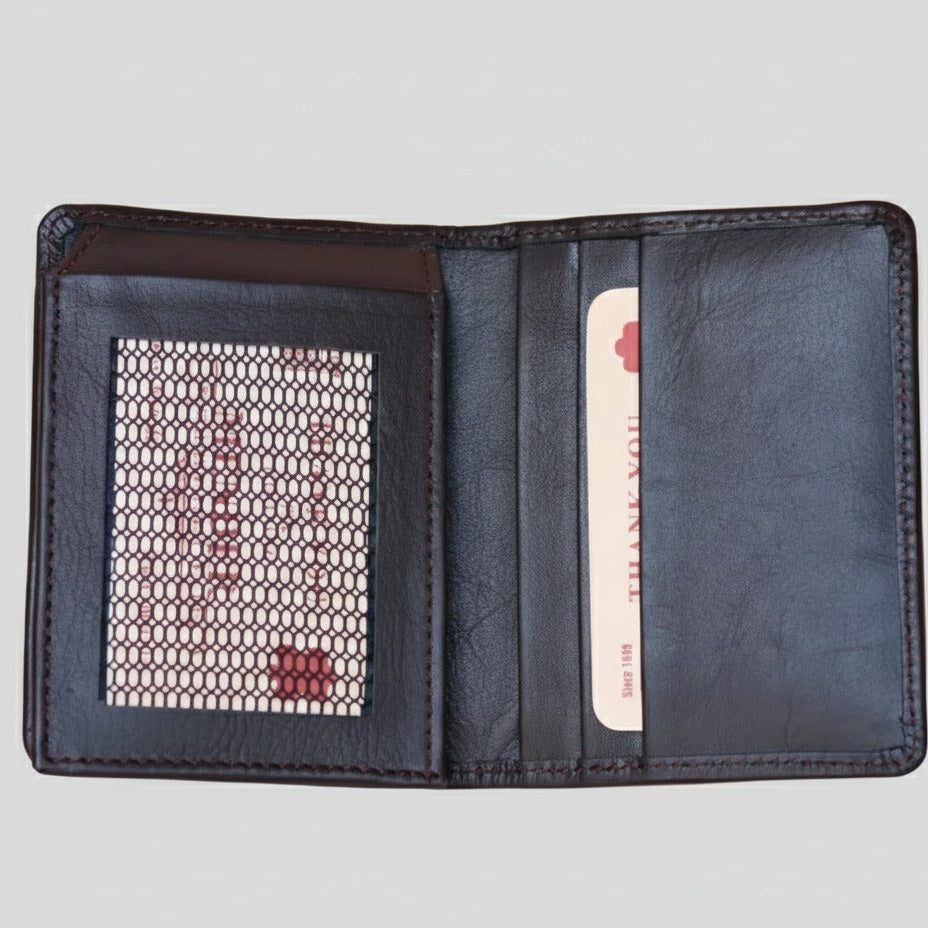 Genuine cow leather texture detail on wallet