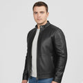 Plain leather jacket black