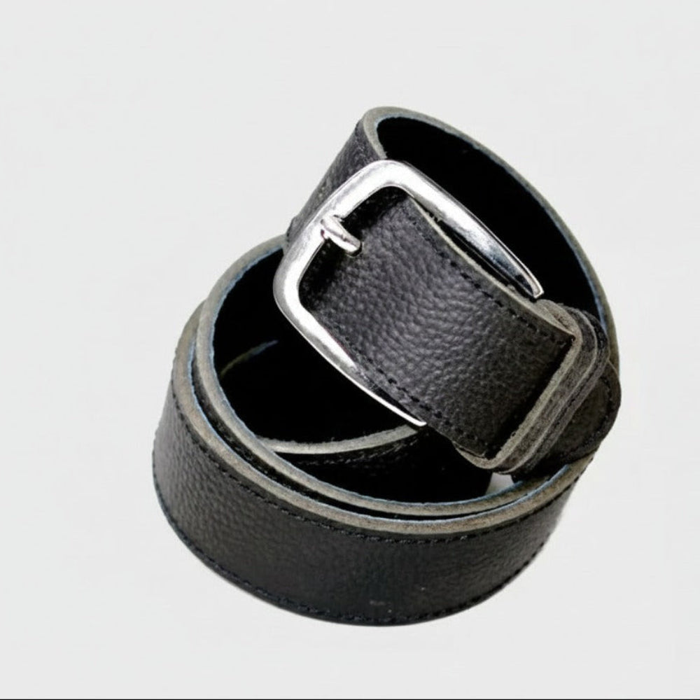 Black leather wallet belt set