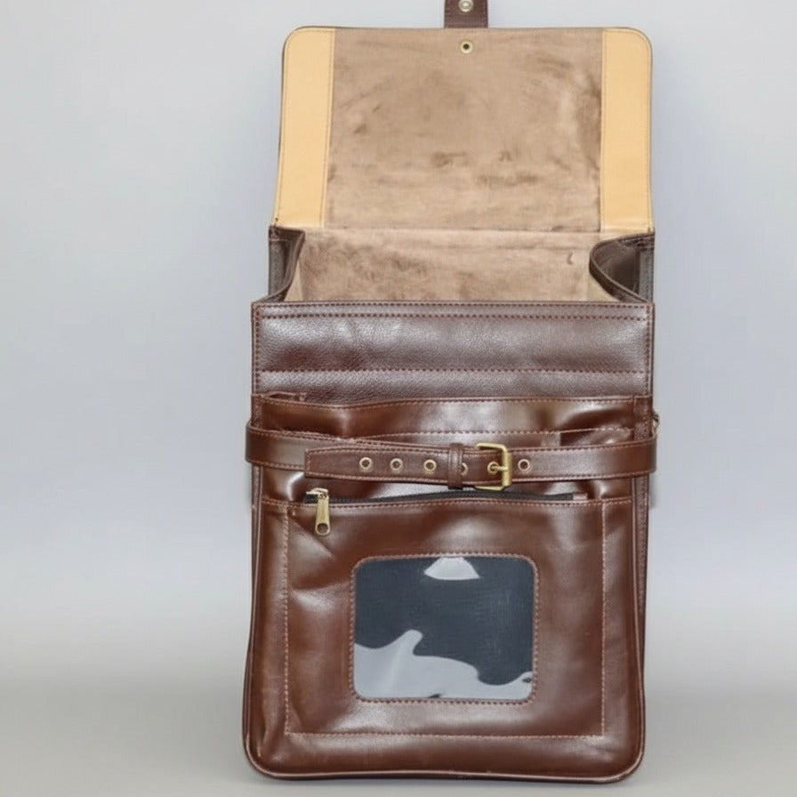 Close‑up of premium metal hardware on leather bag