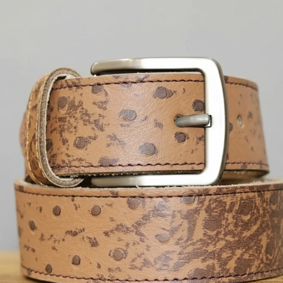 Premium leather belt with metallic buckle detail