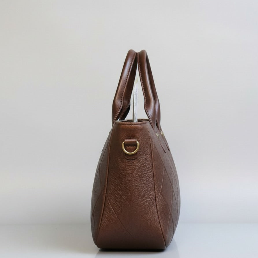 Close‑up of premium leather handbag detail