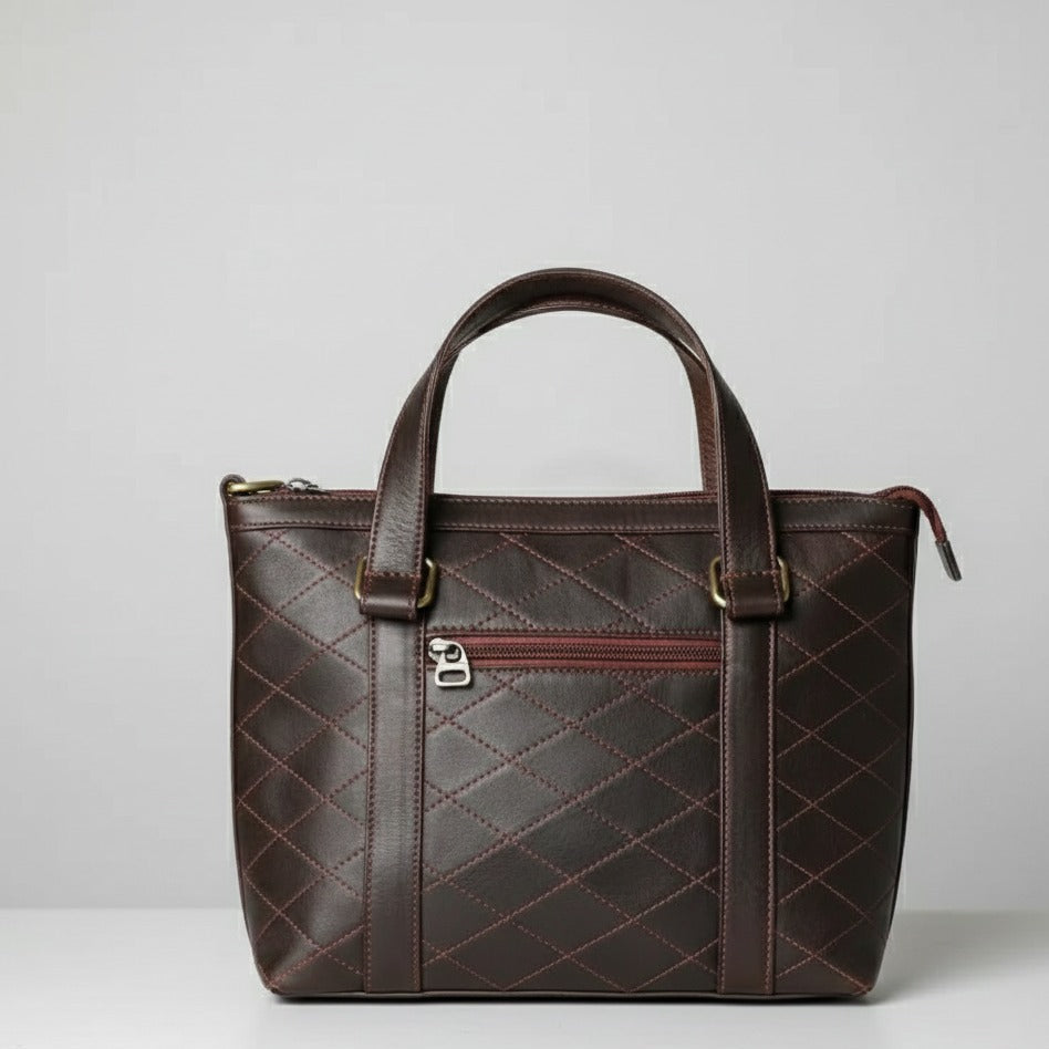 Close‑up of premium leather handbag detail