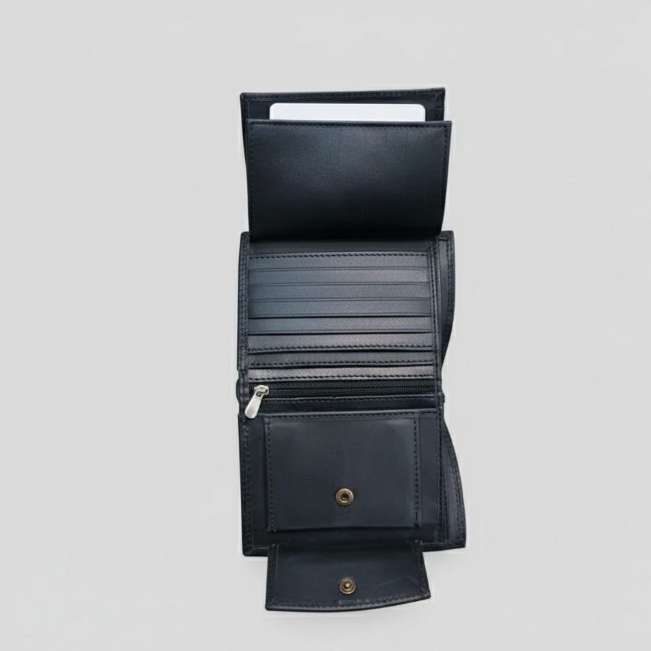 Interior of luxury leather wallet with card slots