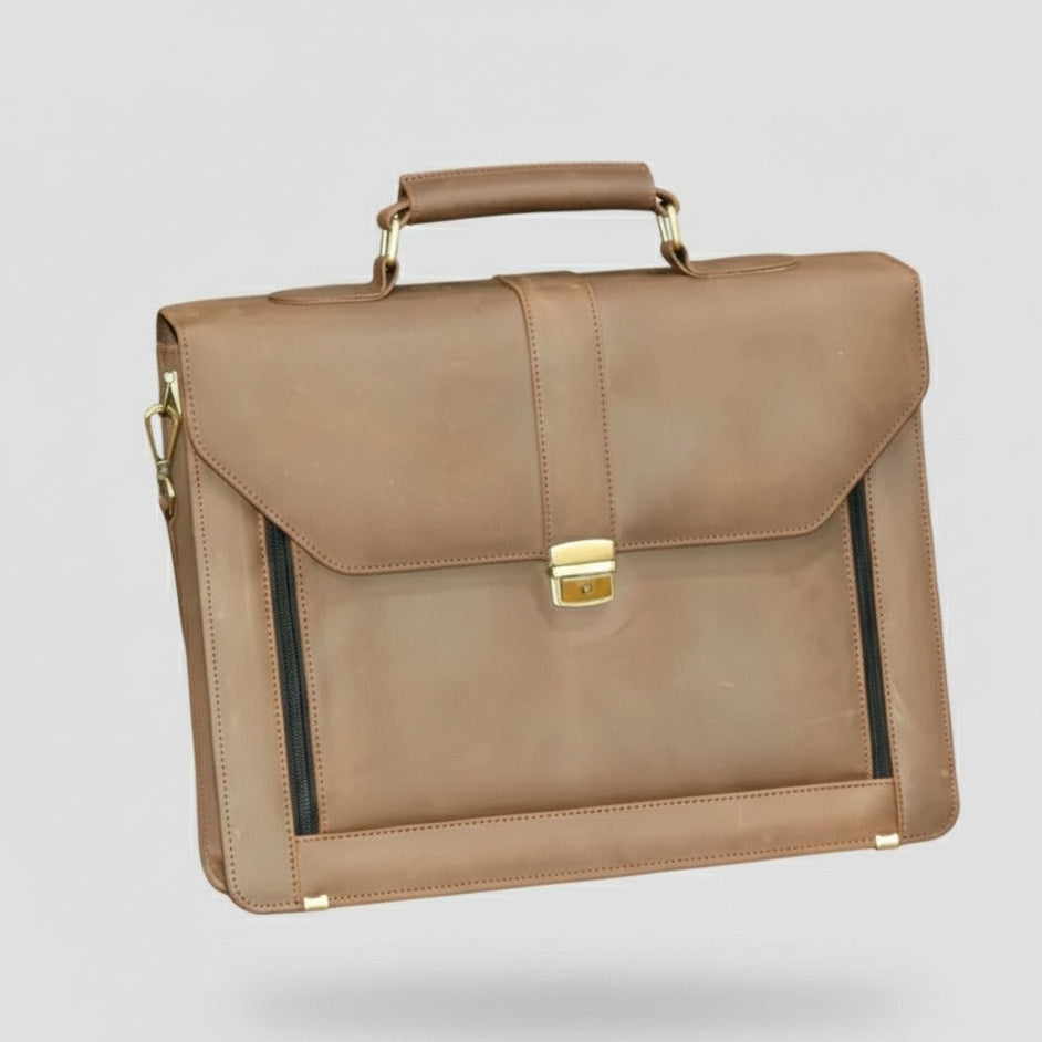 Shaded brown deluxe laptop file bag 