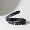 Slim blue genuine leather belt 