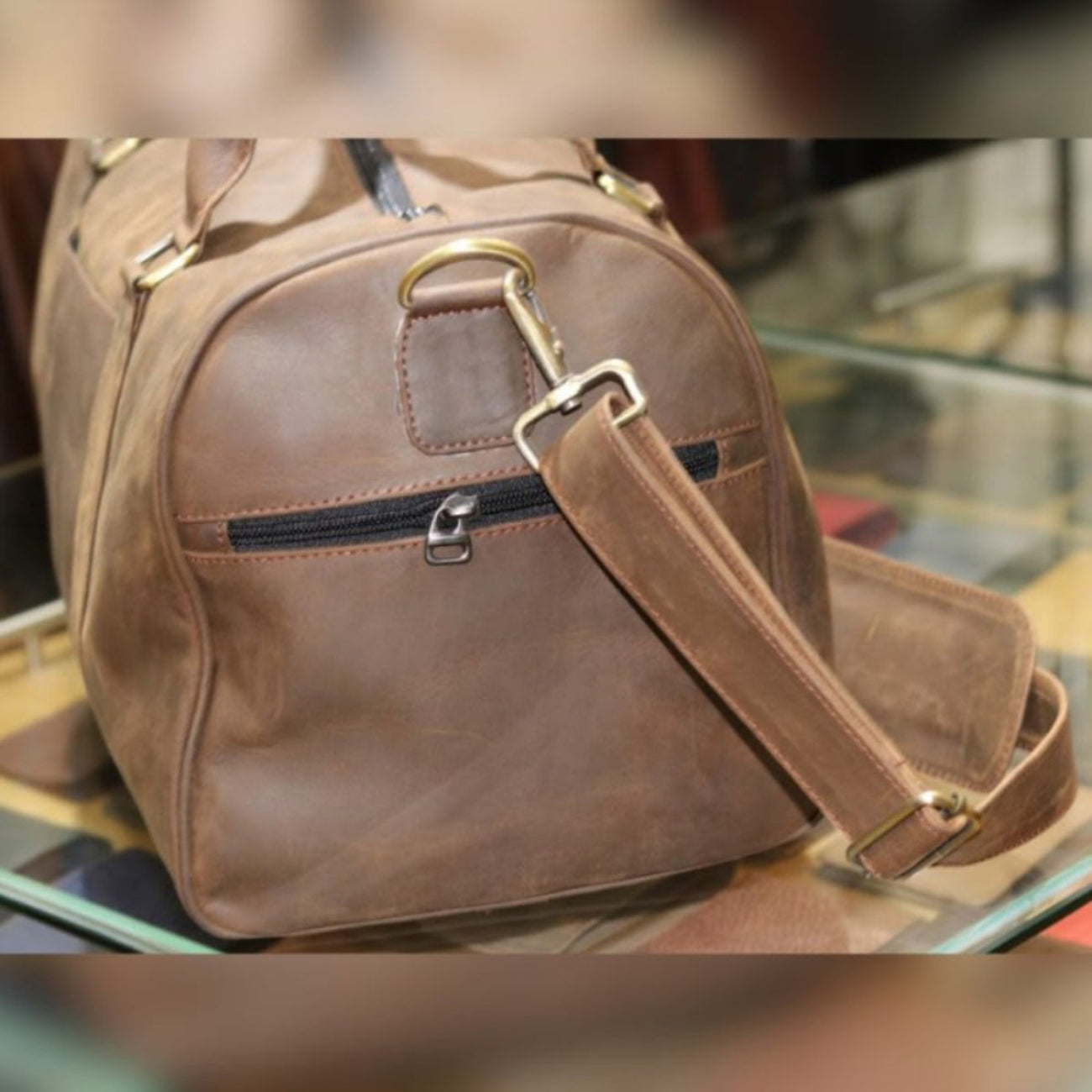 Vintage Brown Crazy Horse Leather Duffle Bag