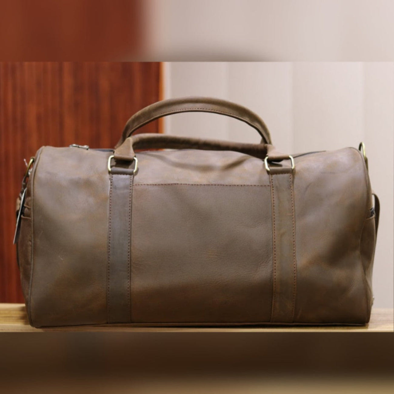 Vintage Brown Crazy Horse Leather Duffle Bag