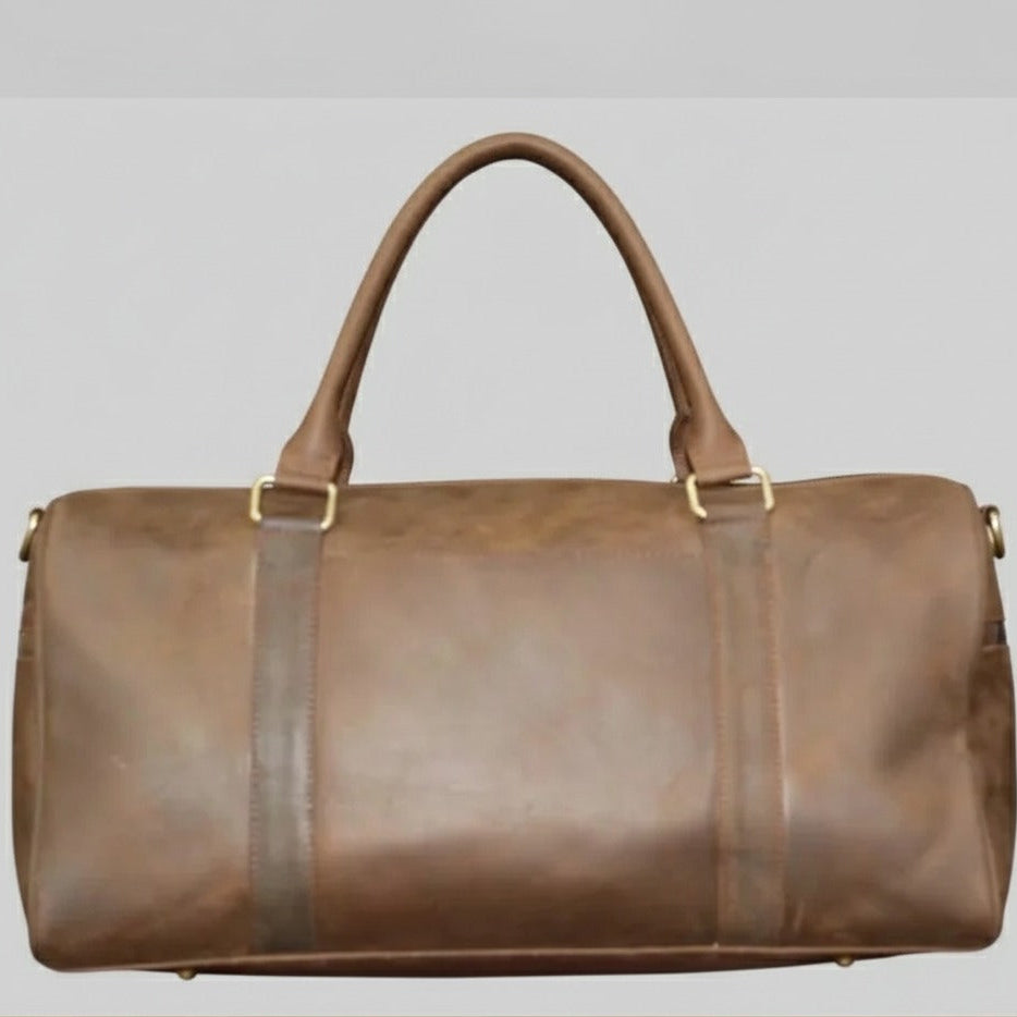 Vintage brown crazy horse duffle bag fr