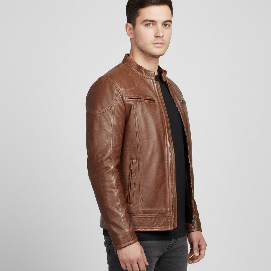 Terry Brown – Sheep Leather Jacket (1737) – Triple Stitched