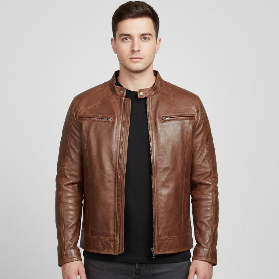 Terry Brown – Sheep Leather Jacket (1737) – Triple Stitched