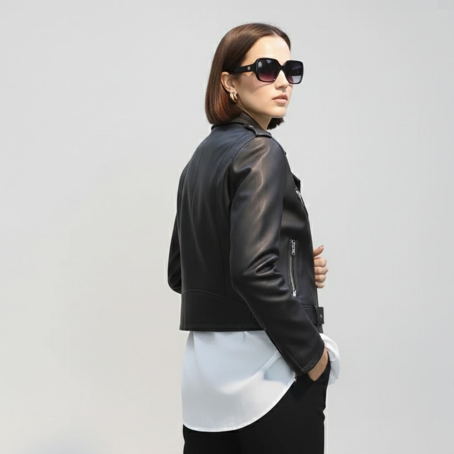 Biker Jacket for Women – Sheep Leather – Black