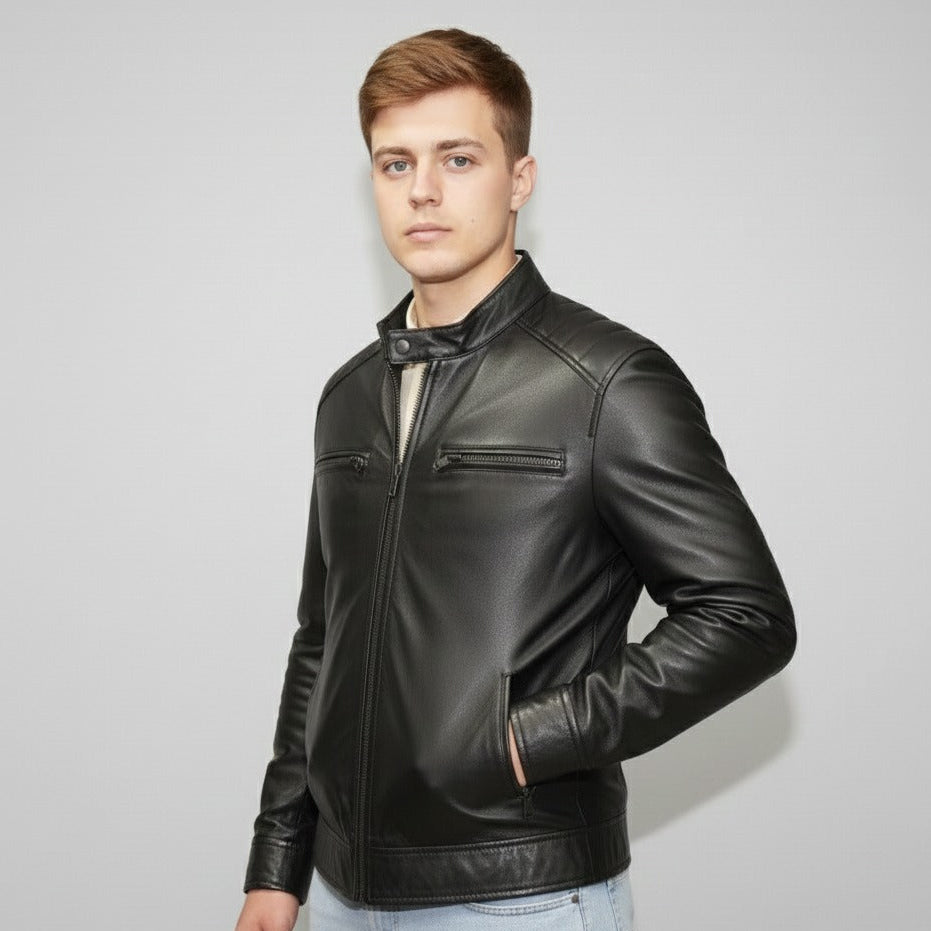 GR – Jet Black Soft Lamb Skin Jacket
