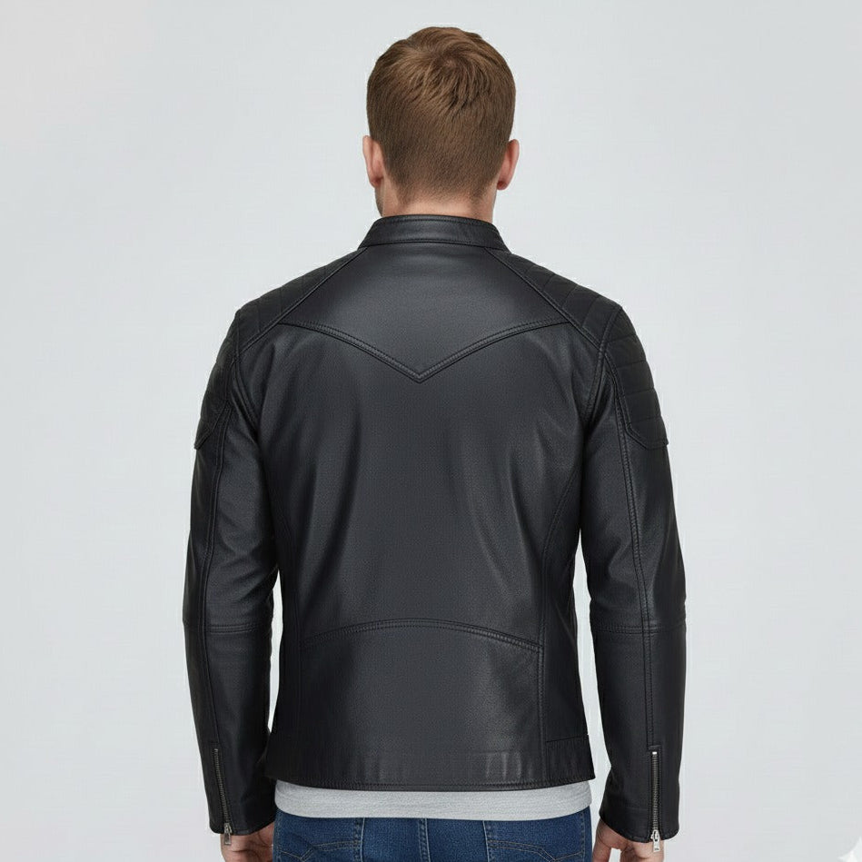 Casual Black Leather Jacket
