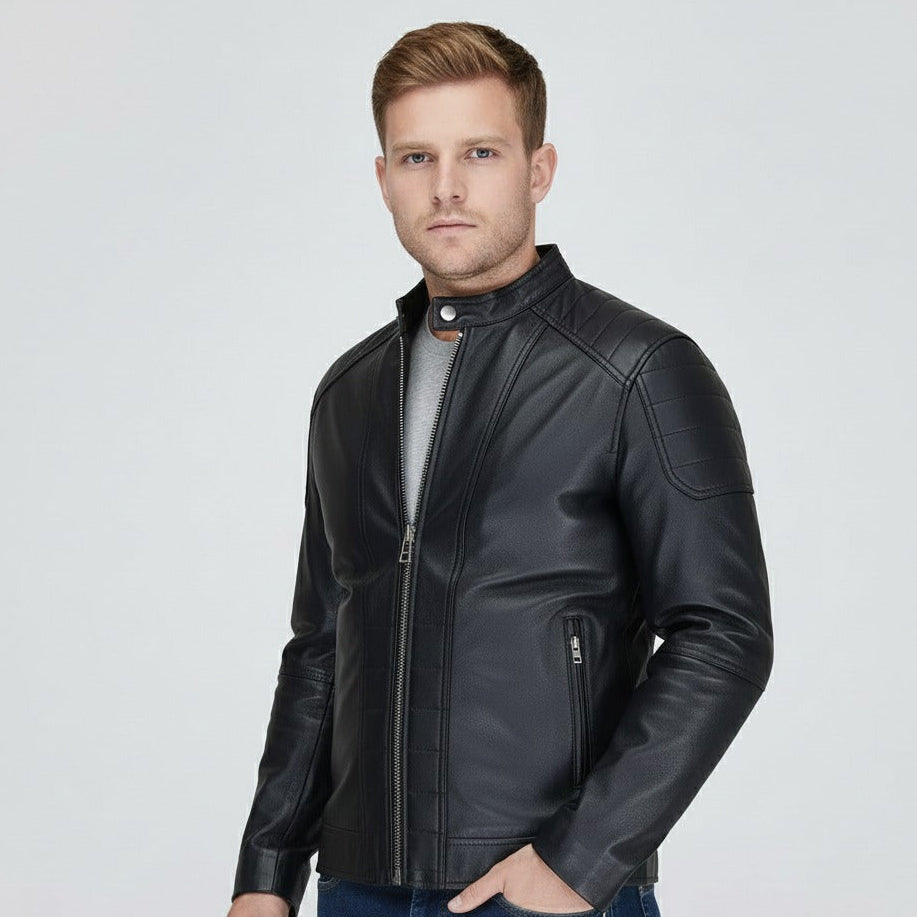 Casual Black Leather Jacket