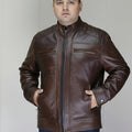 BIKER Leather Jacket – TERRY BROWN – Lamb skin – Soft and Light – GR